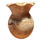 Round vase in mixed earth signed