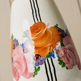 Cream Ceramic Vase by Zeh Scherzer - Hand-Painted Bulbous Mid-Century Floral Stripe, 1970s