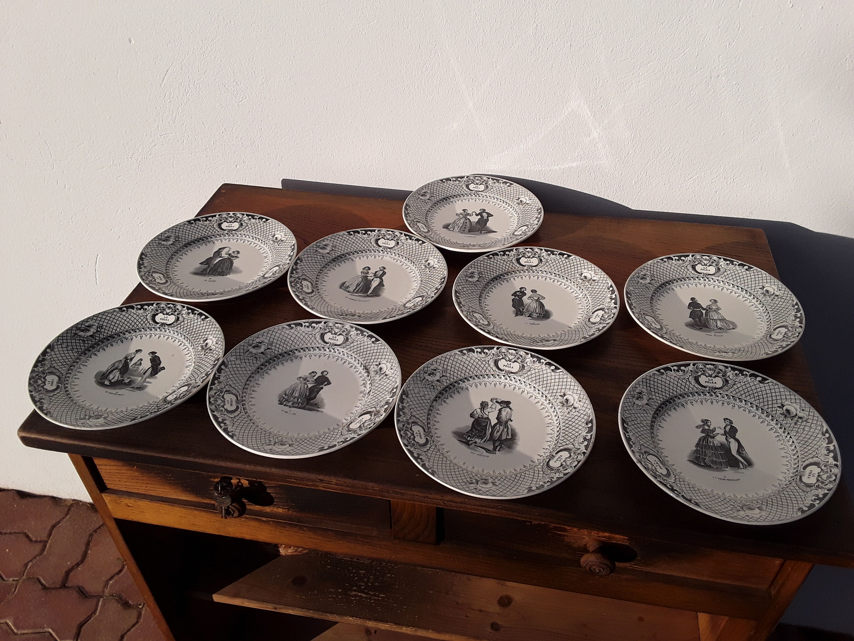 9 creil and Montereau dance themed plates