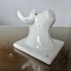 Stylized cow head in white ceramic, wall decoration from the 80s