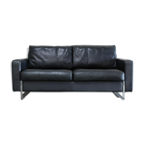 Vintage black leather sofa from Lavalina