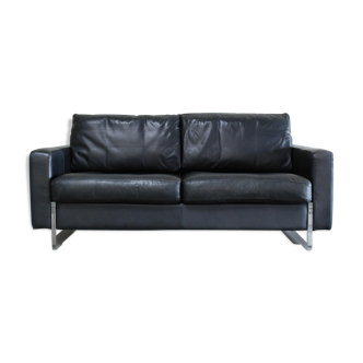Vintage black leather sofa from Lavalina