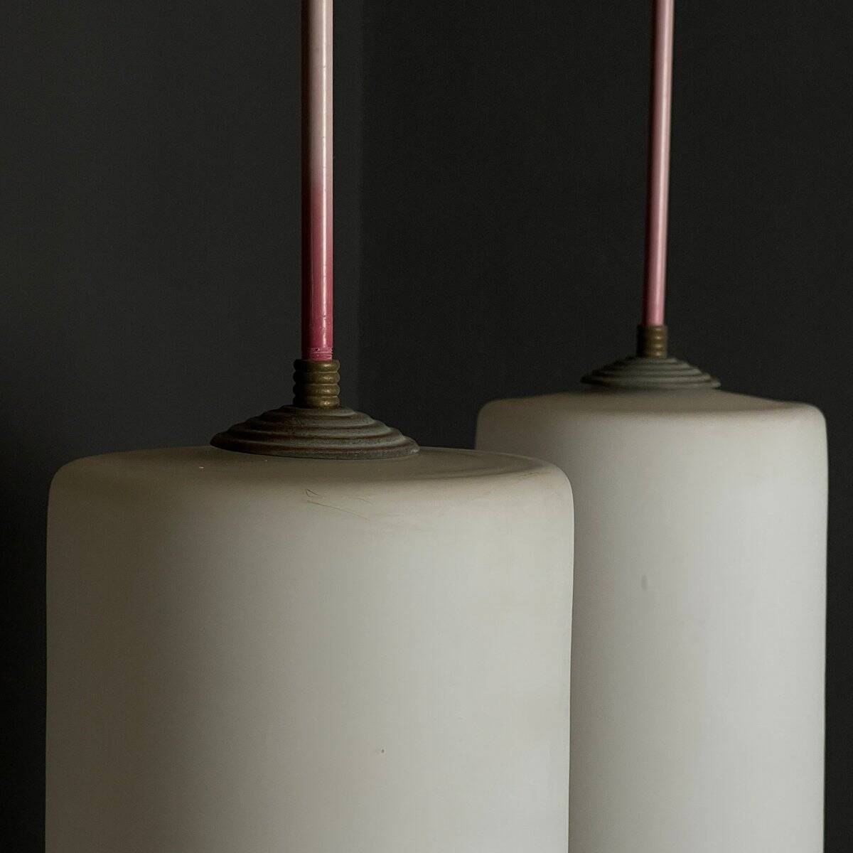 Italian opaline glass pendant light from the mid-century, 1960s, set of 2.