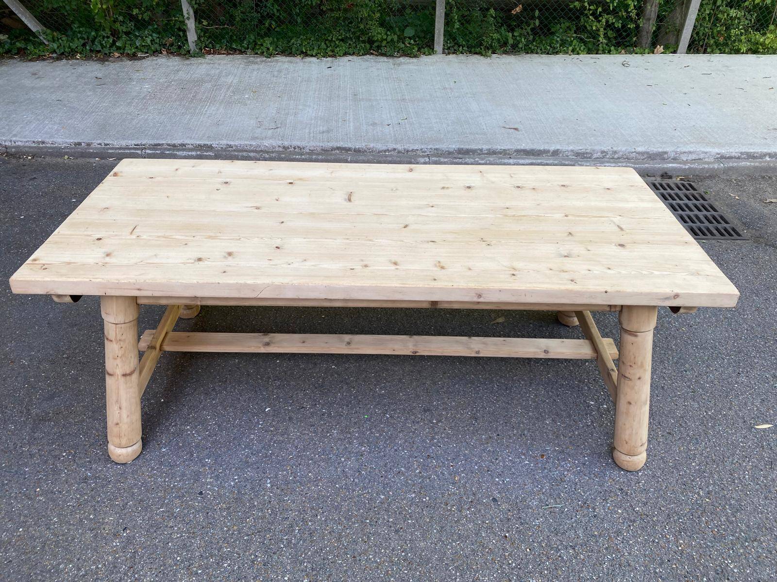 Georges Robert 1960 farmhouse table renovated in raw solid wood 200cm