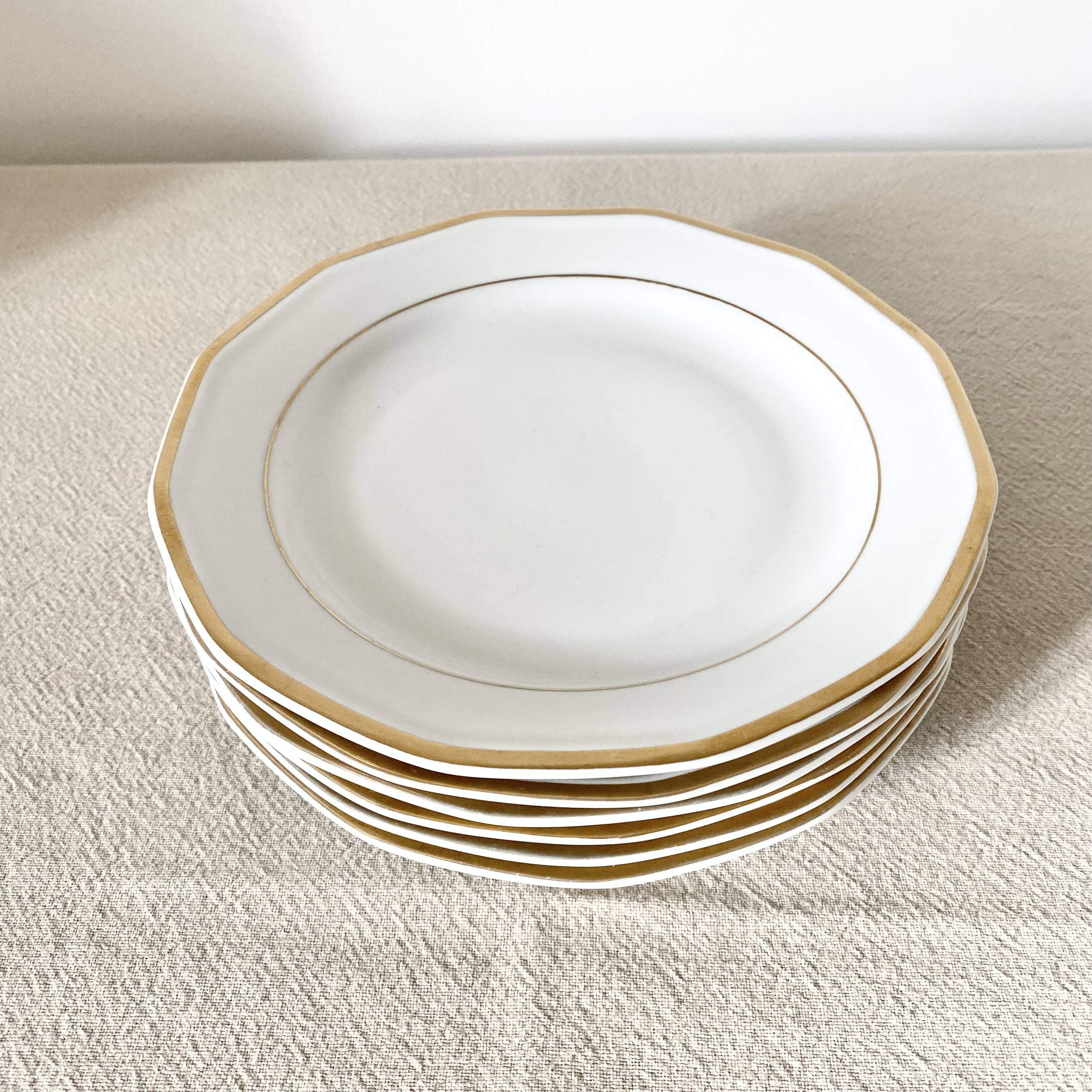 White and gold dessert plate