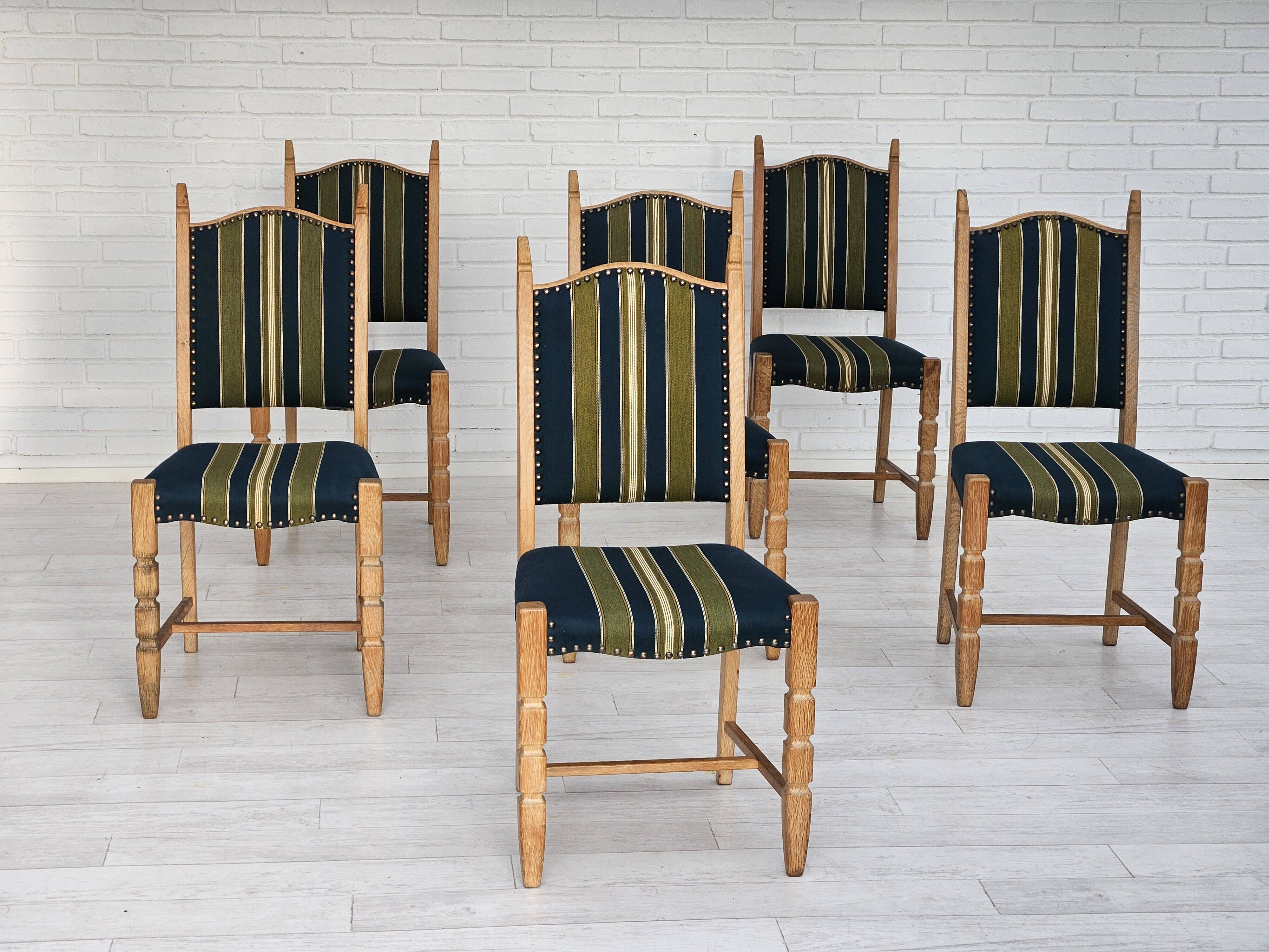 1970s, set 6 pcs of Danish dinning chairs, original good condition, furniture wool.