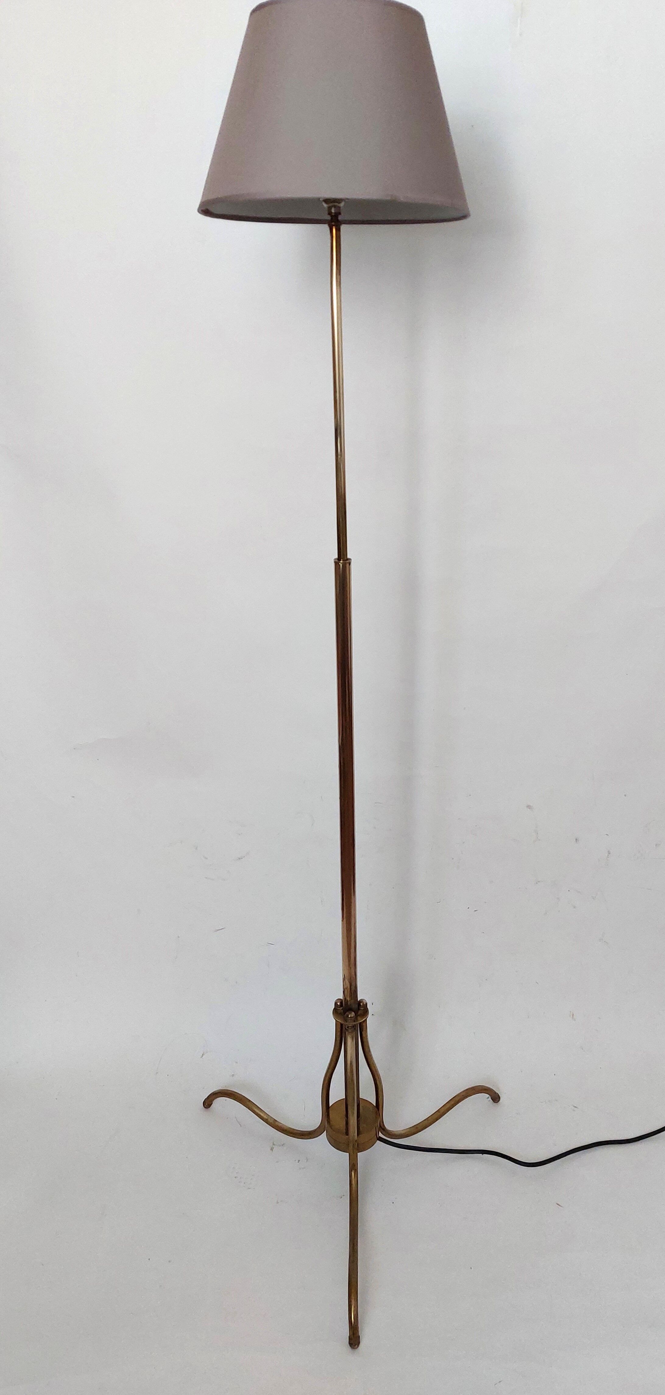 Floor lamp reading tripod gilded brass 1950/1960