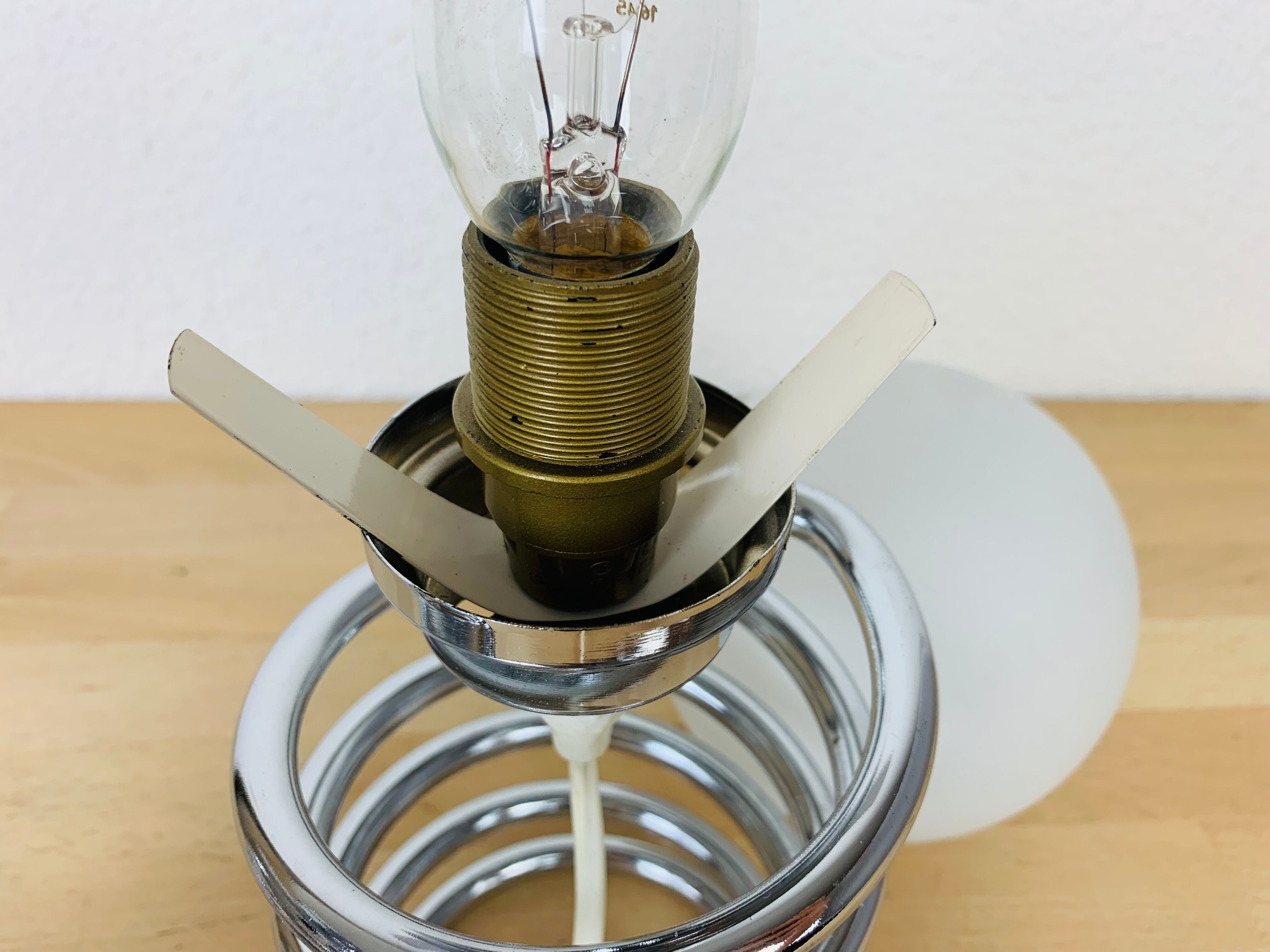 Pair of lamps spring chrome 70s