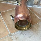 Pink hammered copper coal bucket and porcelain handles