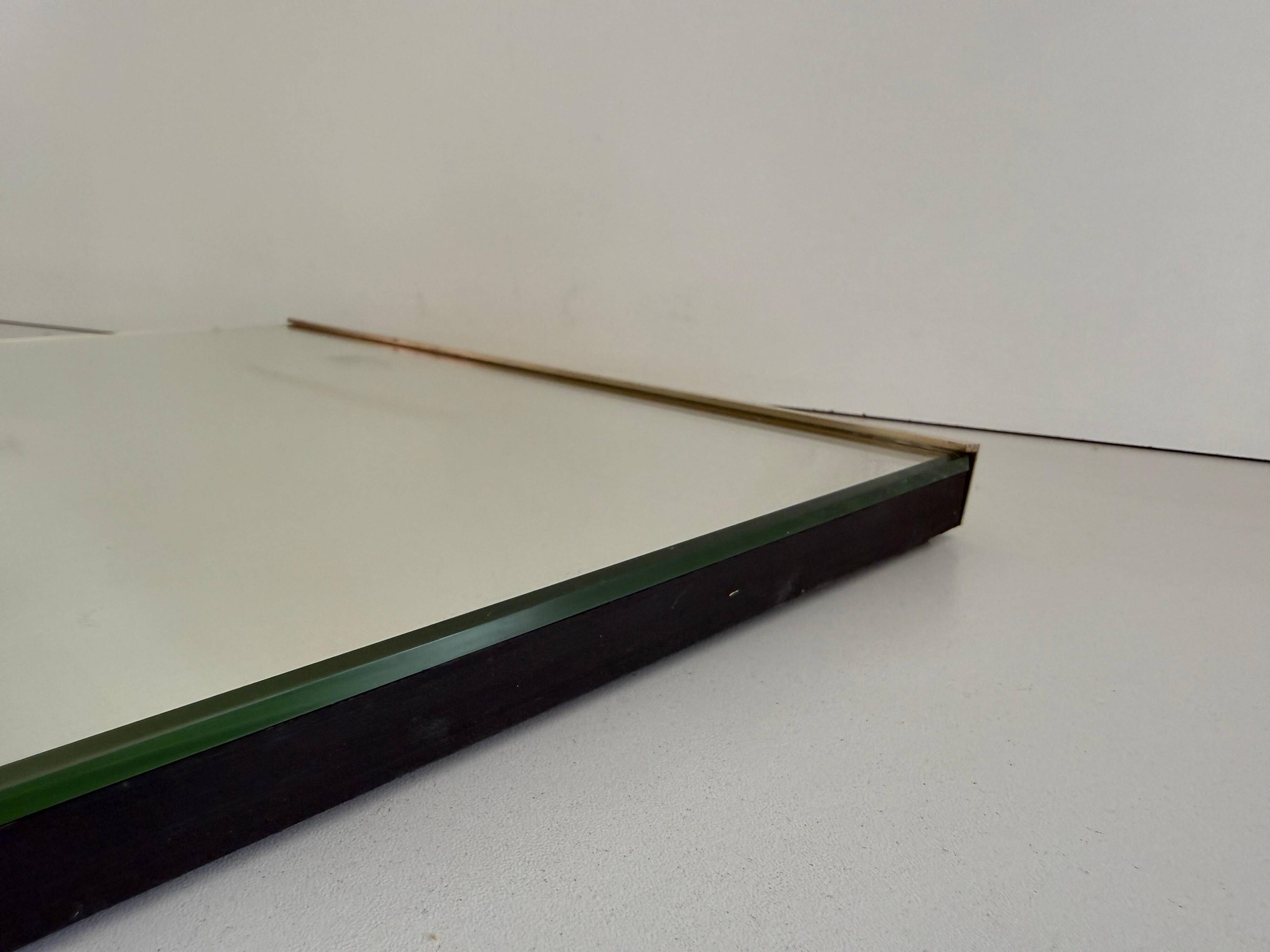 Minimalist rectangular wall mirror with a brass frame, 1960s, Germany
