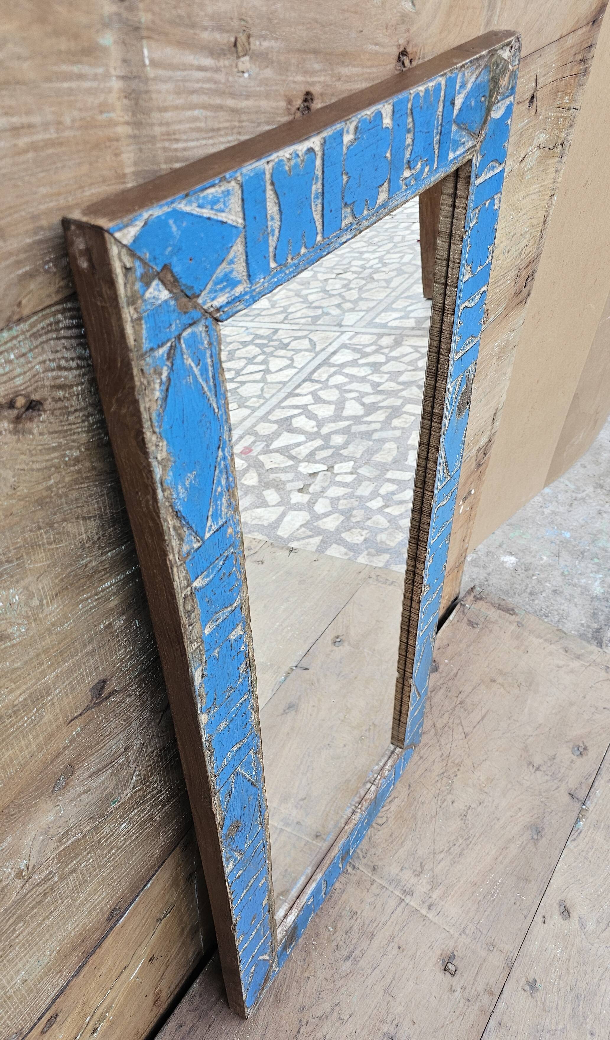 Antique Art Deco mirror in Burmese teak.