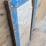 Ancien miroir Art déco en teck birman