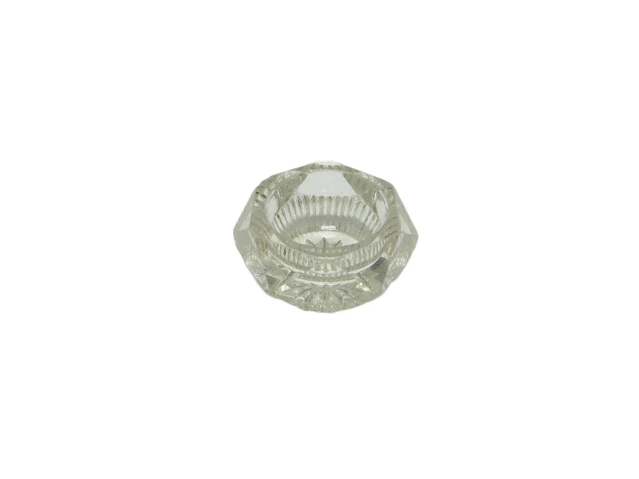 Salt cellar, Art Deco, transparent glass, Ząbkowice, Poland, 1930s.