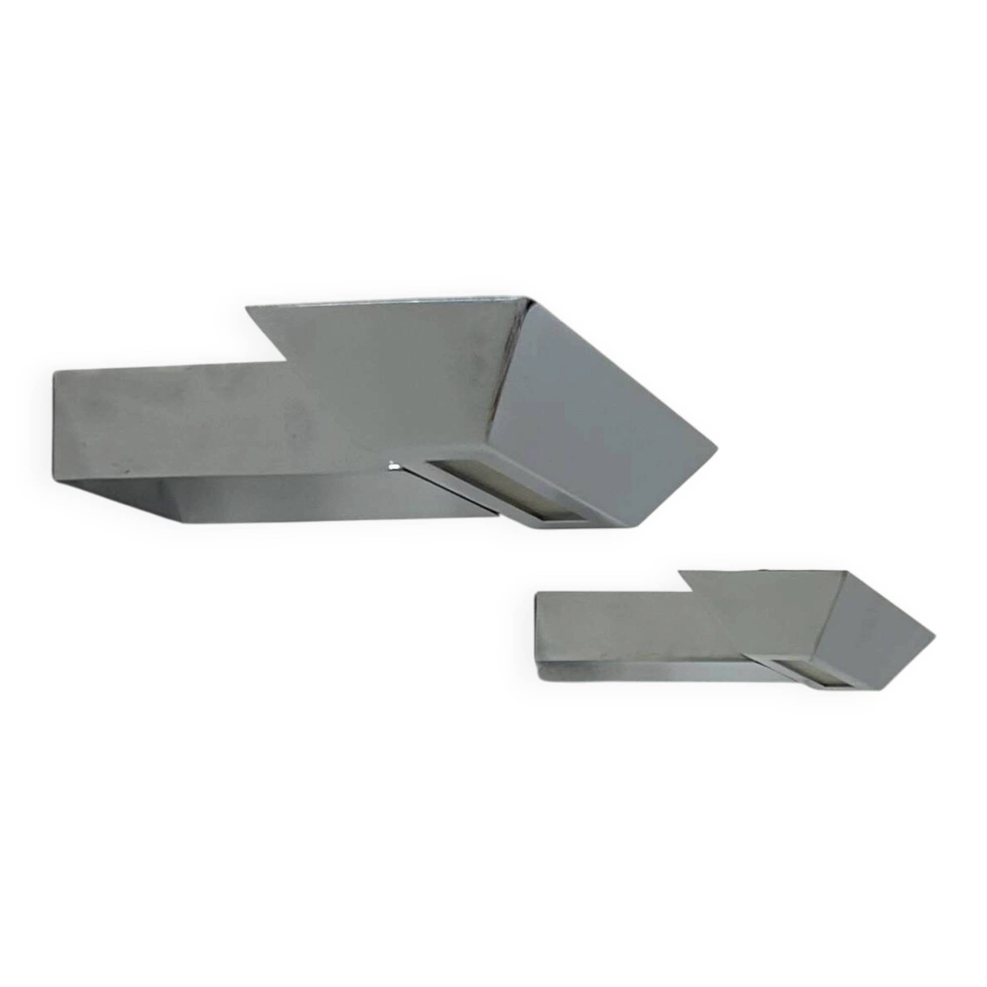 Pair of vintage wall lights, chrome and frosted glass, France, 1980.