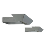 Pair of vintage wall lights, chrome and frosted glass, France, 1980.