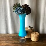 Blue opaline vase h37 cm