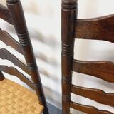 Pair of vintage Arts & Crafts chairs in the style of Antonio Calligaris in oak wood and rope from the 1970s.