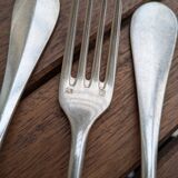 Set of 6 silver plated metal forks and spoons 20g with medallion f
