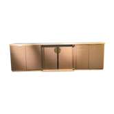 Lacquered, travertine and plexiglass sideboard, Belgo Chrom, 1970s