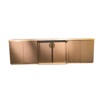 Lacquered, travertine and plexiglass sideboard, Belgo Chrom, 1970s