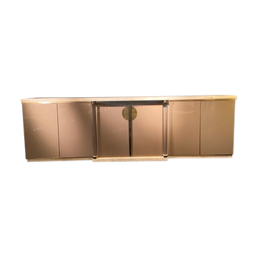 Lacquered, travertine and plexiglass sideboard, Belgo Chrom, 1970s