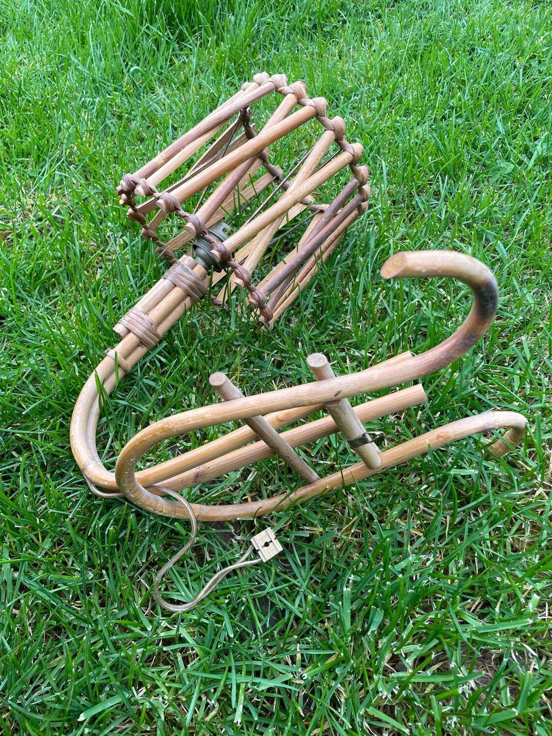 Vintage rattan wall lamp 1960