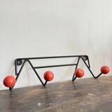 Wall coat rack with vintage red balls