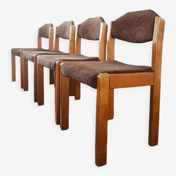 Lot de 4 chaises en tissu années 60