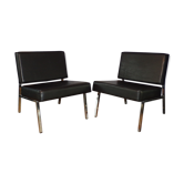 Pair of vintage black leatherette chauffeurs