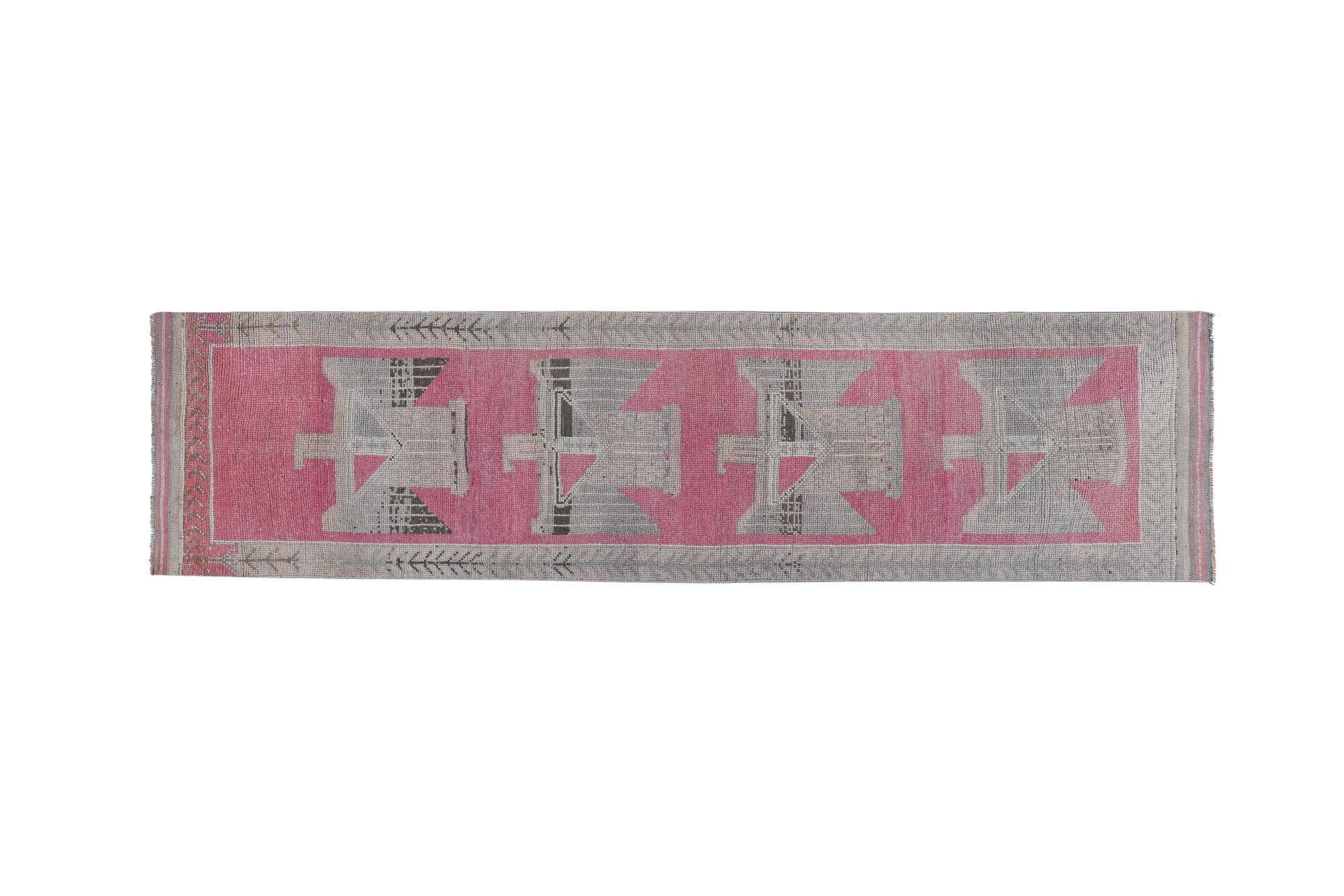 Vintage Turkish hallway rug 99x385 cm