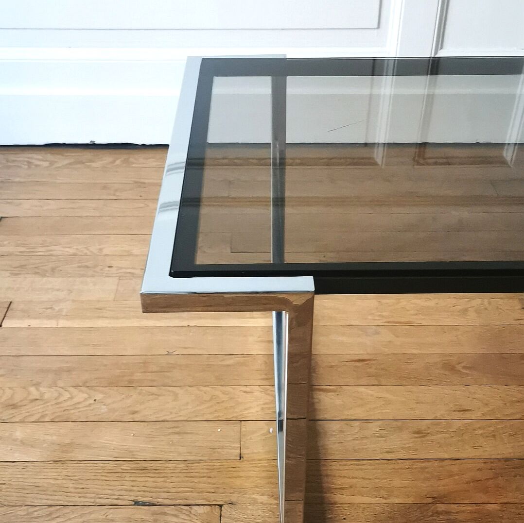 Coffee table chrome and glass, 1970