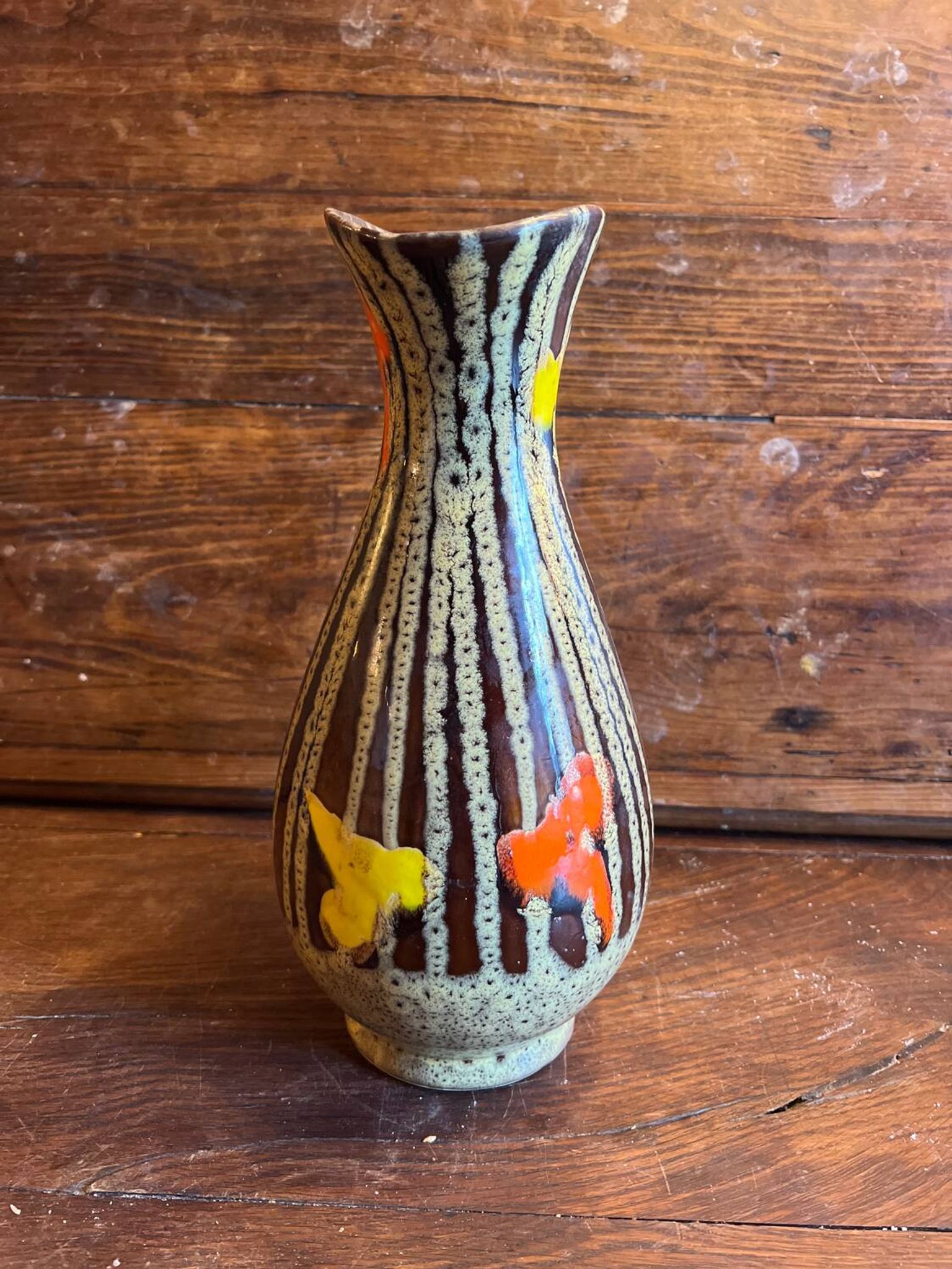 Vase vintage marron Brigitte France des années 1960
