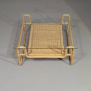 Bauhaus coffe table. Iron frame / pencil reed / split reed / rattan 75 x 75 x 40 cm