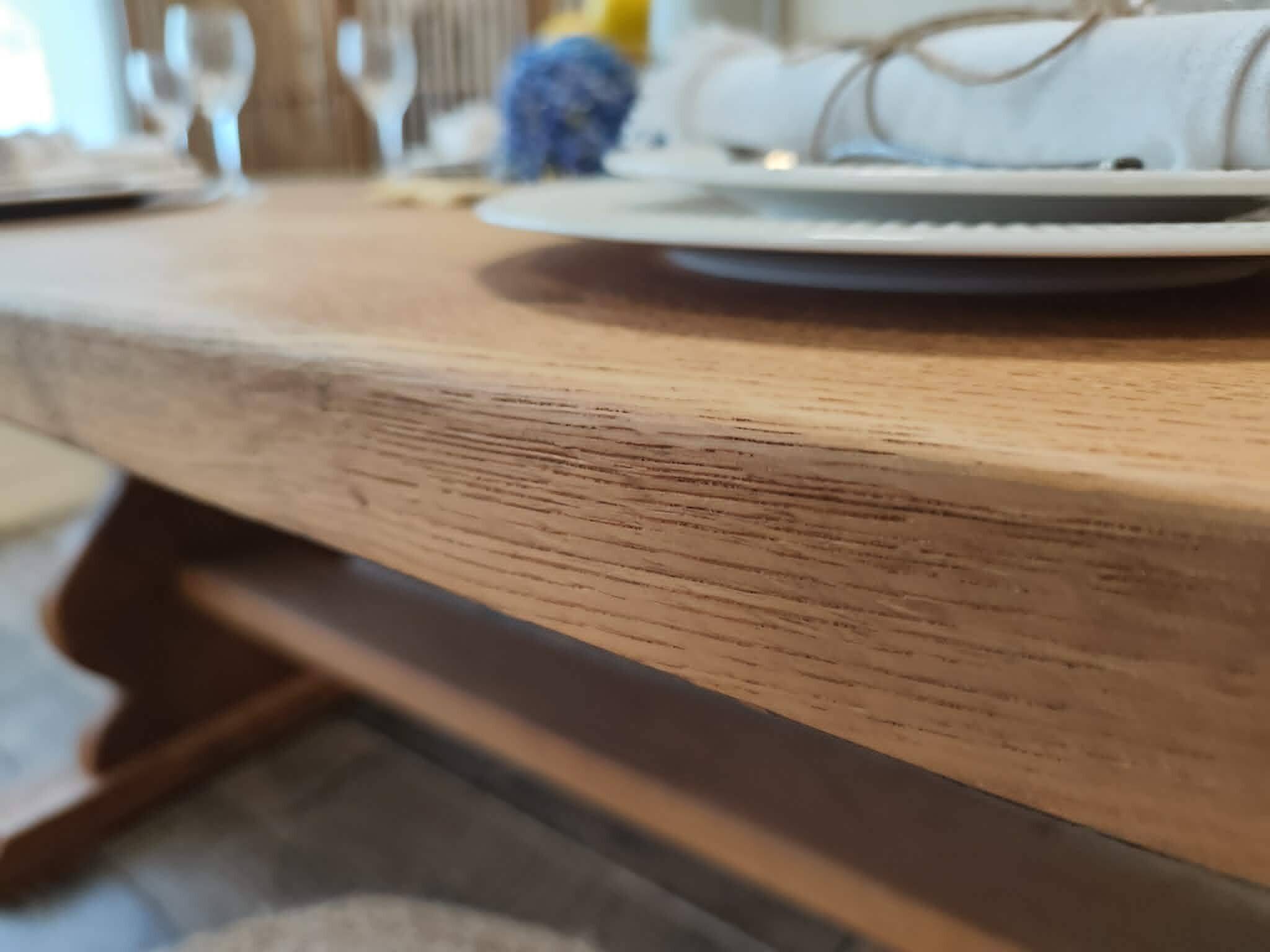 Monastery table with extension solid oak wood