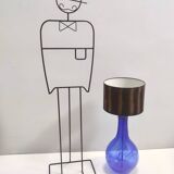 Blue Murano Glass Table Lamp with or without Fabric Lampshade, Italy