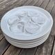 5 white oyster plates, St Amand faiencerie - vintage