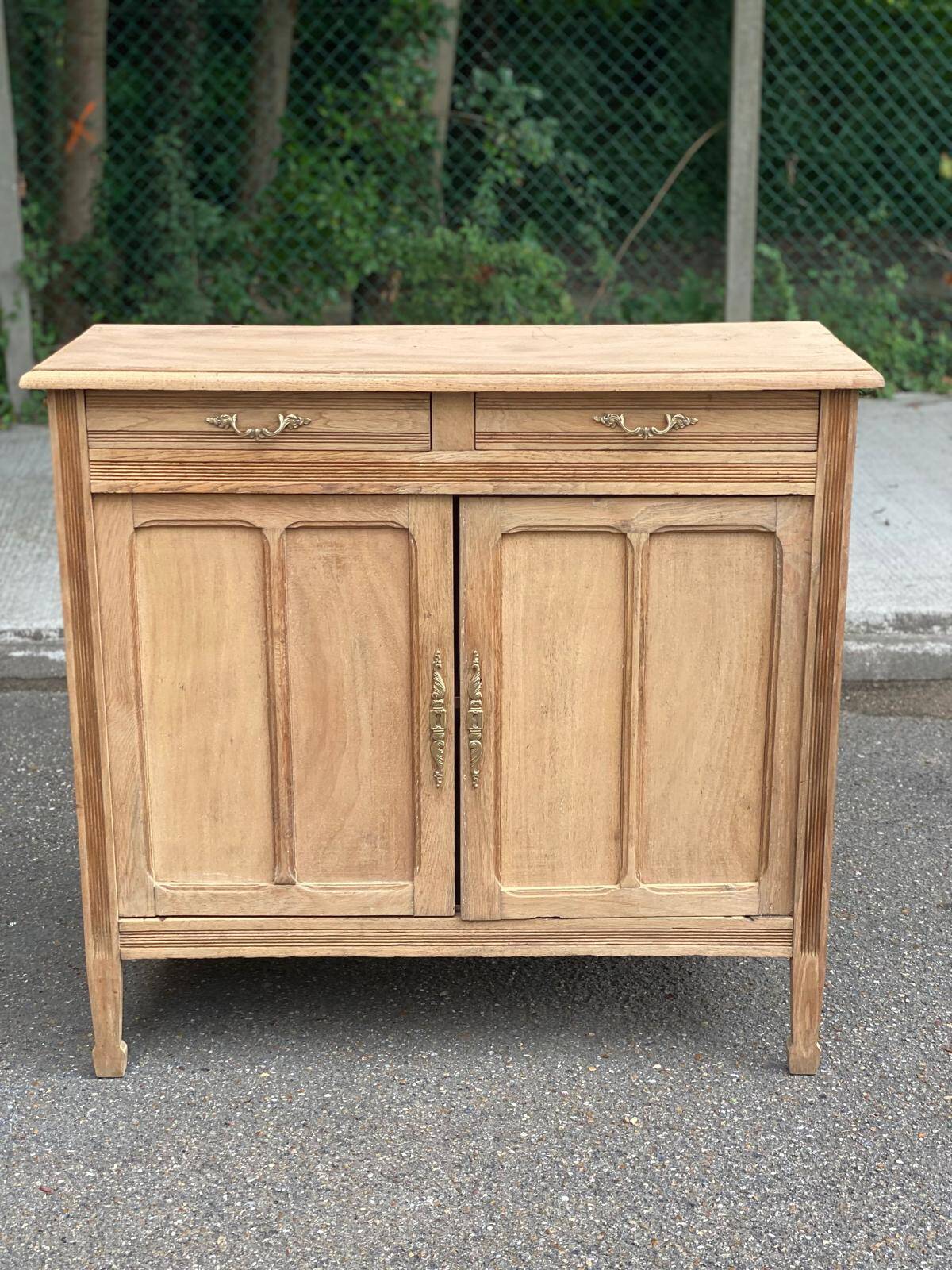 Vintage Parisian Art Deco sideboard renovated in wood 1945