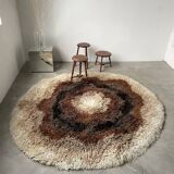 Round vintage wool rug