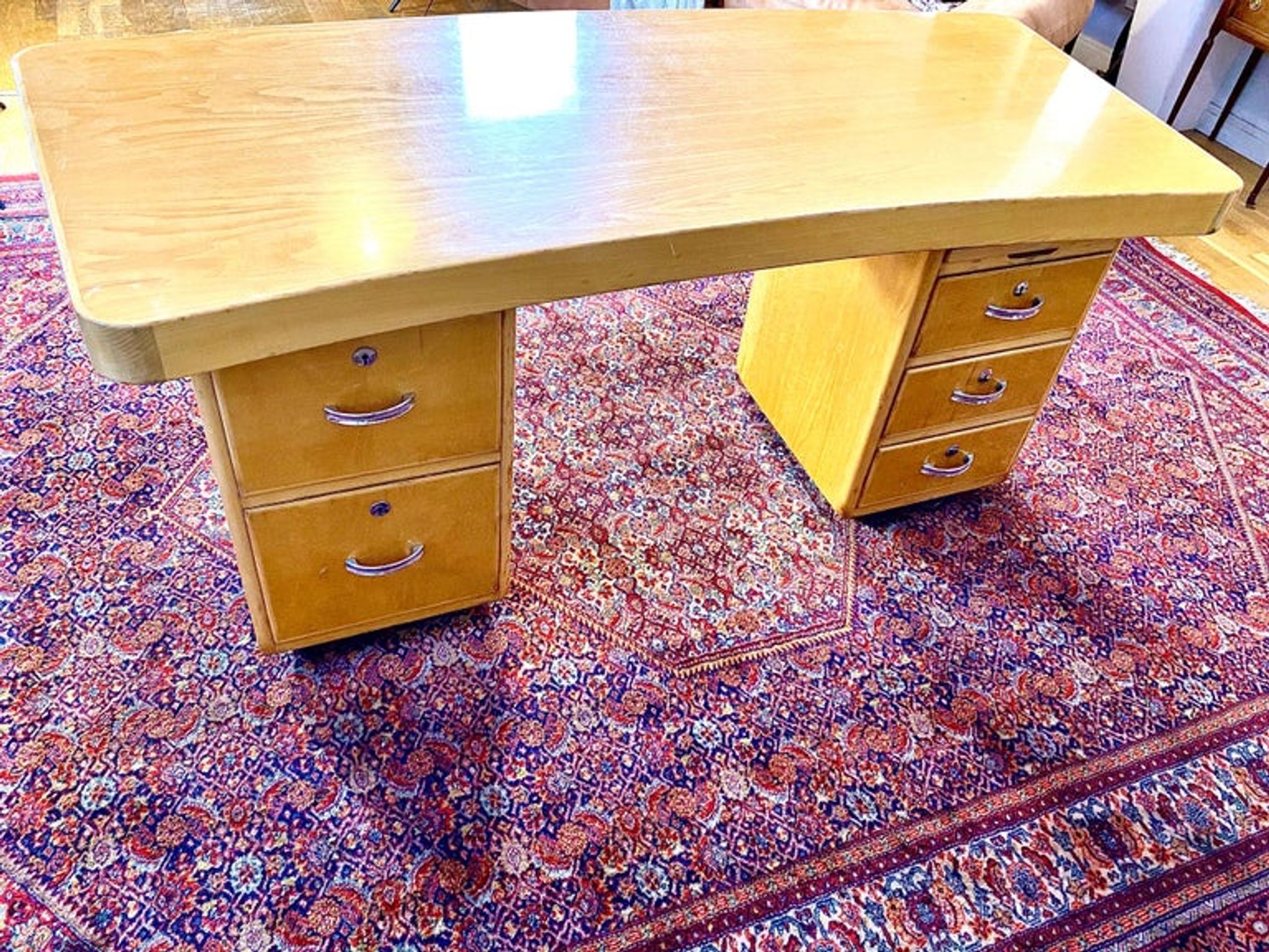 Bureau boomerang art déco, 1940 environ