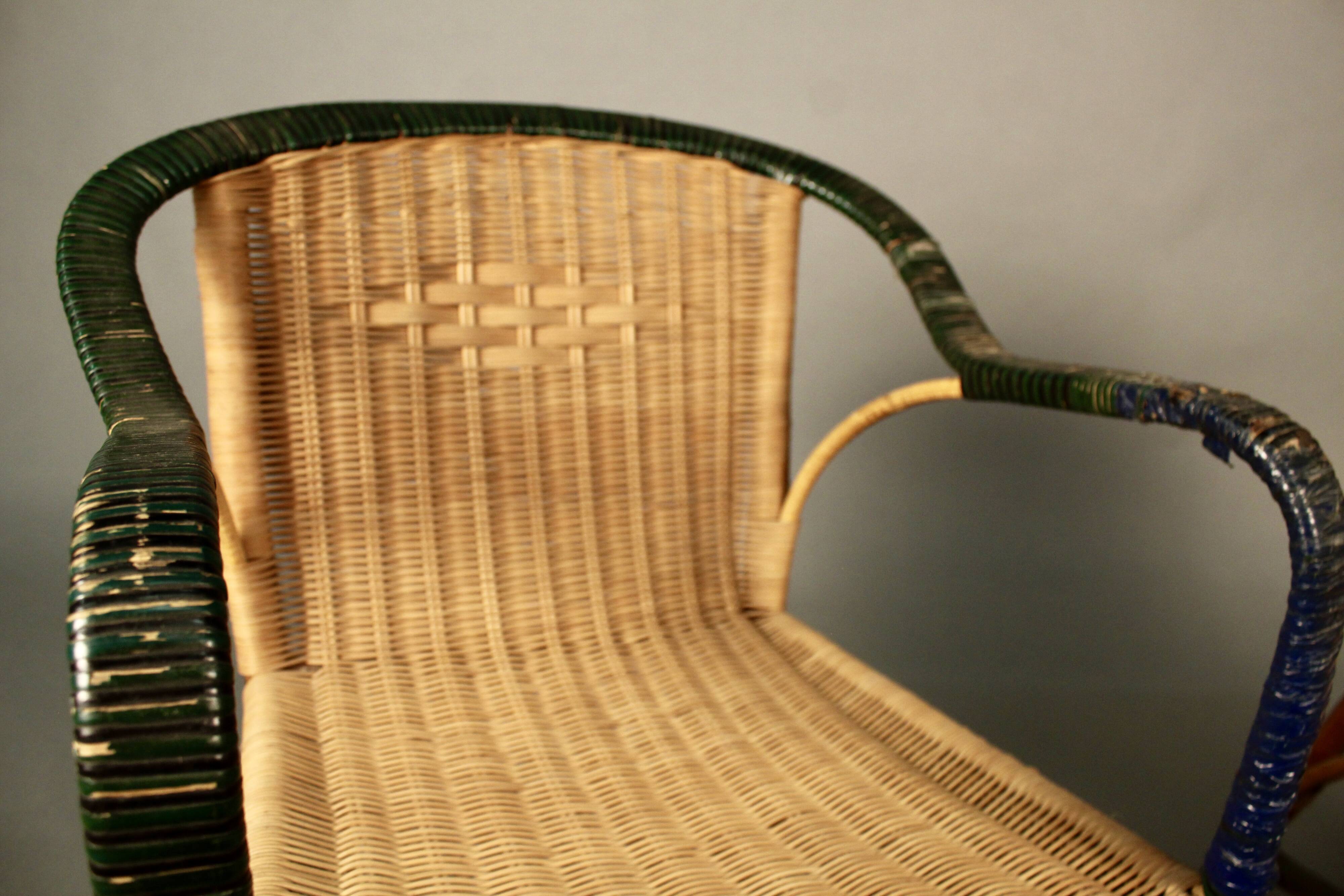 2 models vintage rattan armchairs