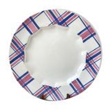 Round dish HBCM Creil & Montereau model Scots blue pink years 40-50