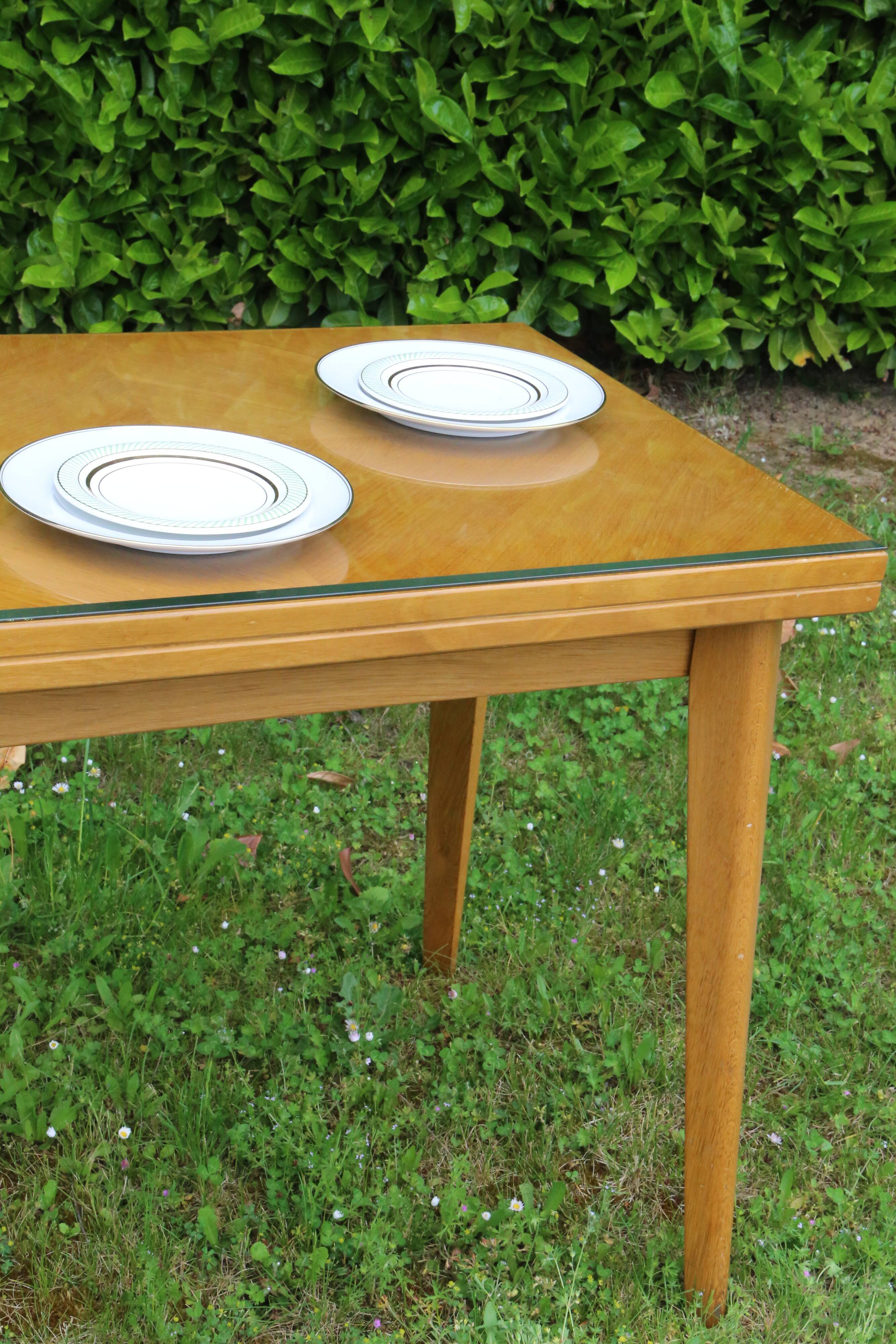 Pretty glass pine table, vintage