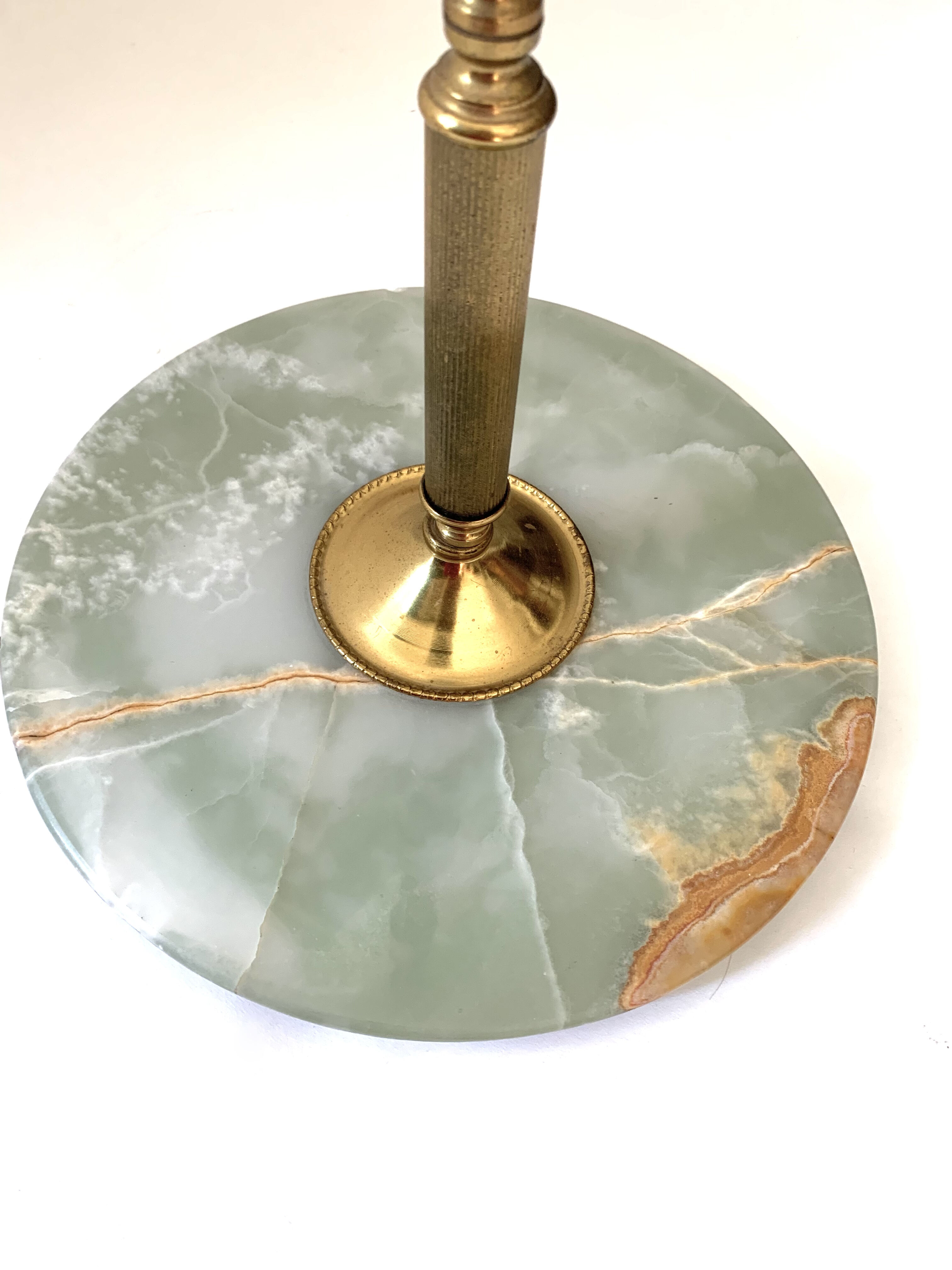 Brass and onyx marble floor lamp