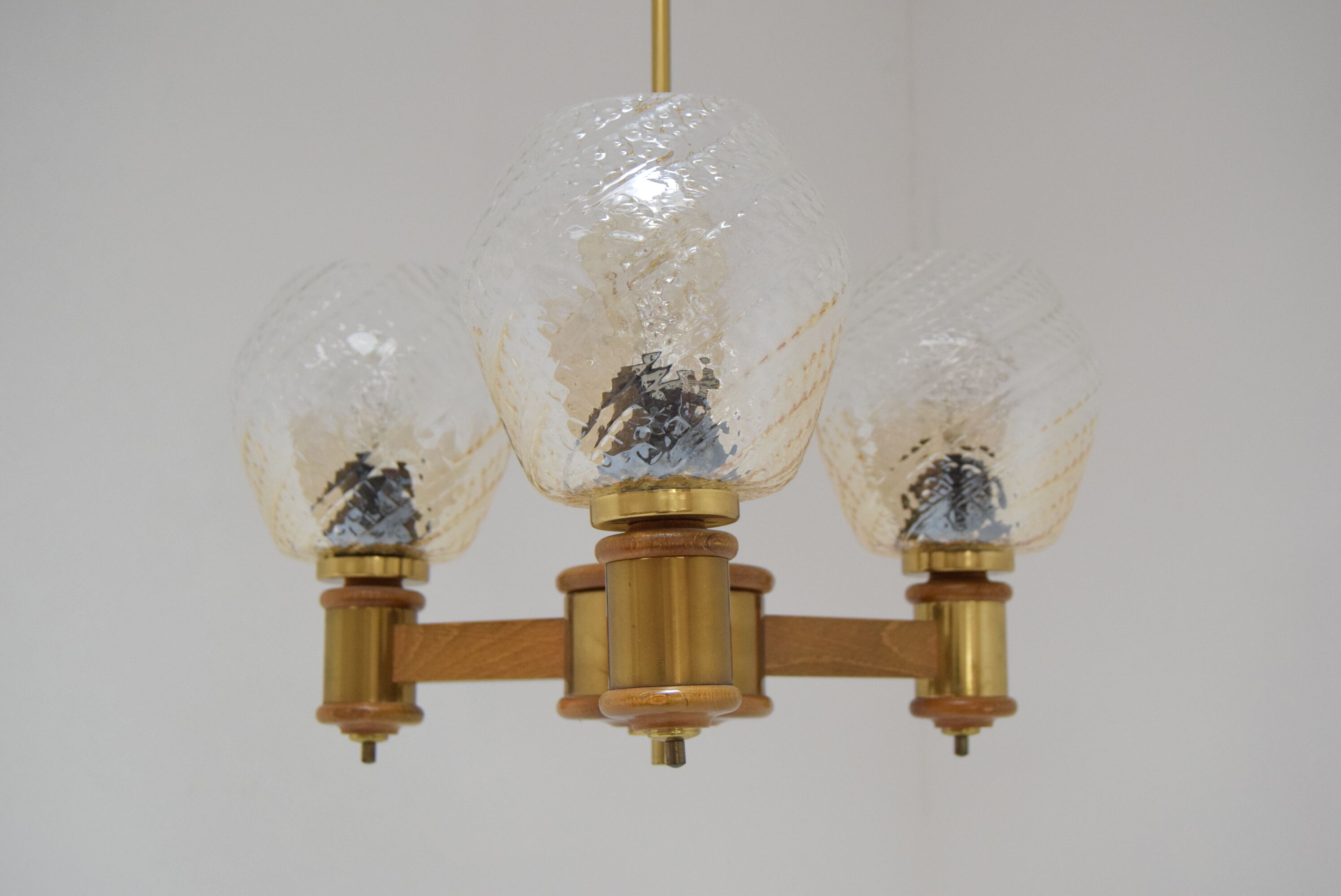 Mid-century Wood Chandelier,1970's.