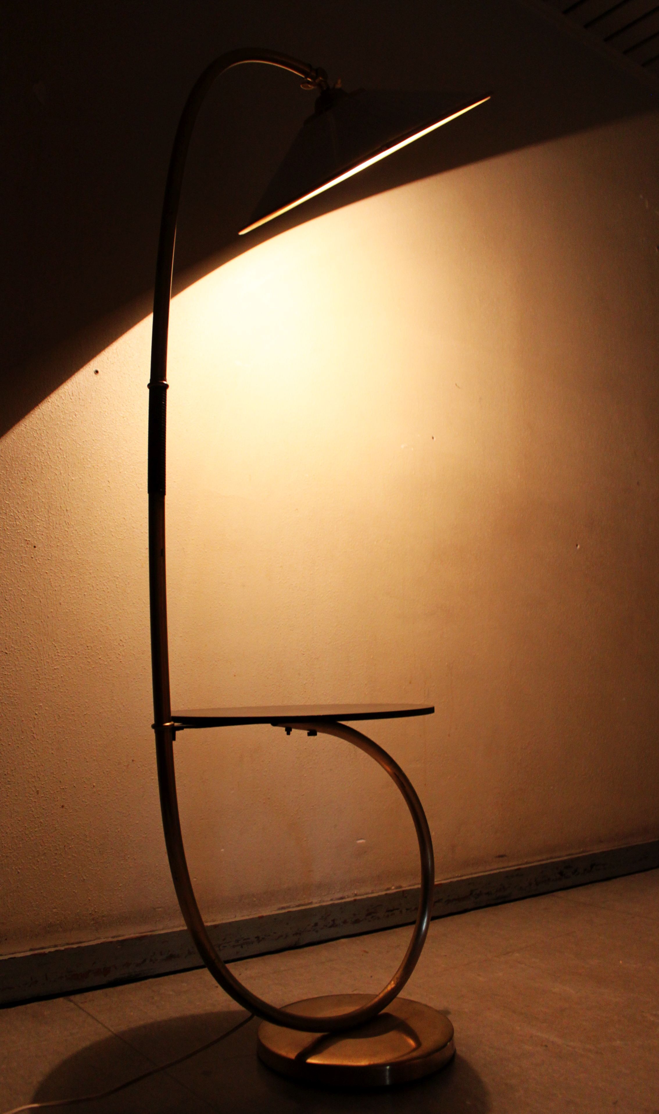 Floor lamp with shelf by Kaiser, Germany, 60's.