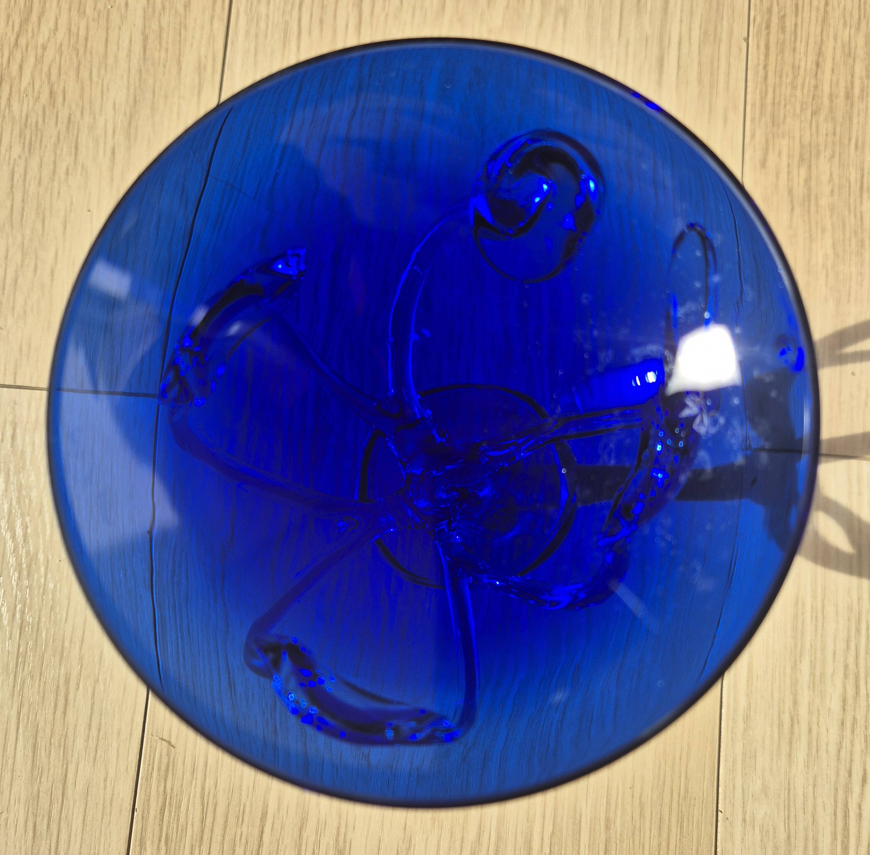 "Medusa" coupe in Jozefina Krosno style in blown glass – Cobalt Blue