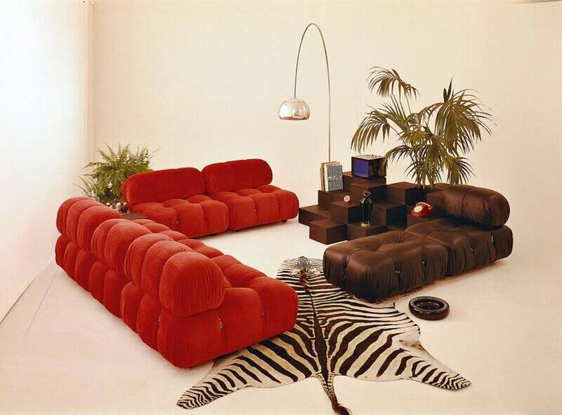Vintage Modular Sofa in Original Velvet by Mario Bellini for C&B Italia, 1973, Set of 2
