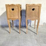 Pair of Louis XV style tables in solid oak, 1960