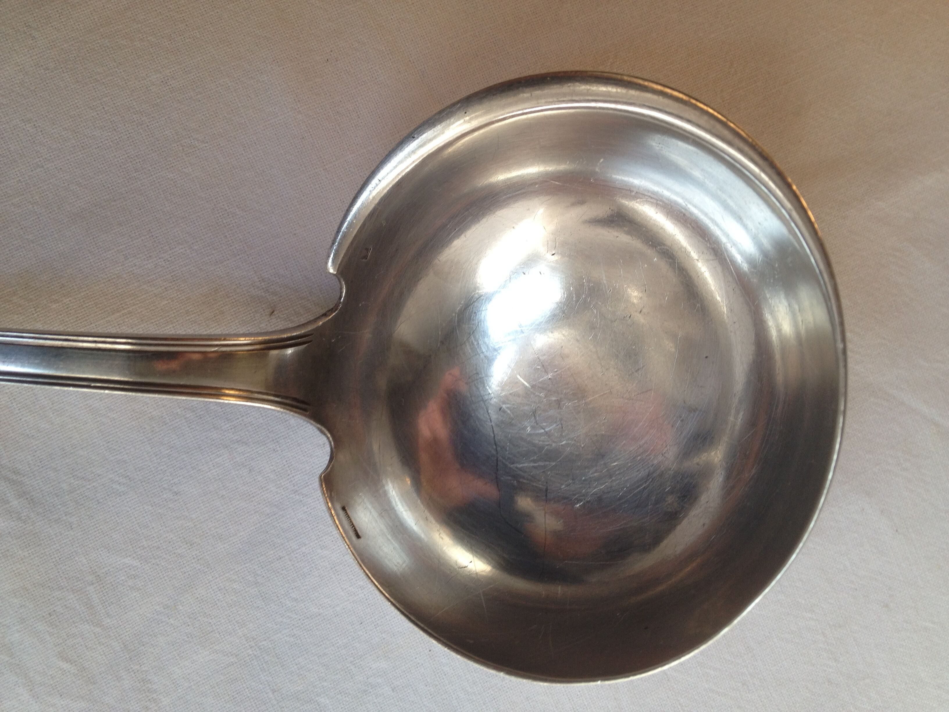 Cream ladle, Christofle, Boreal model in silver metal