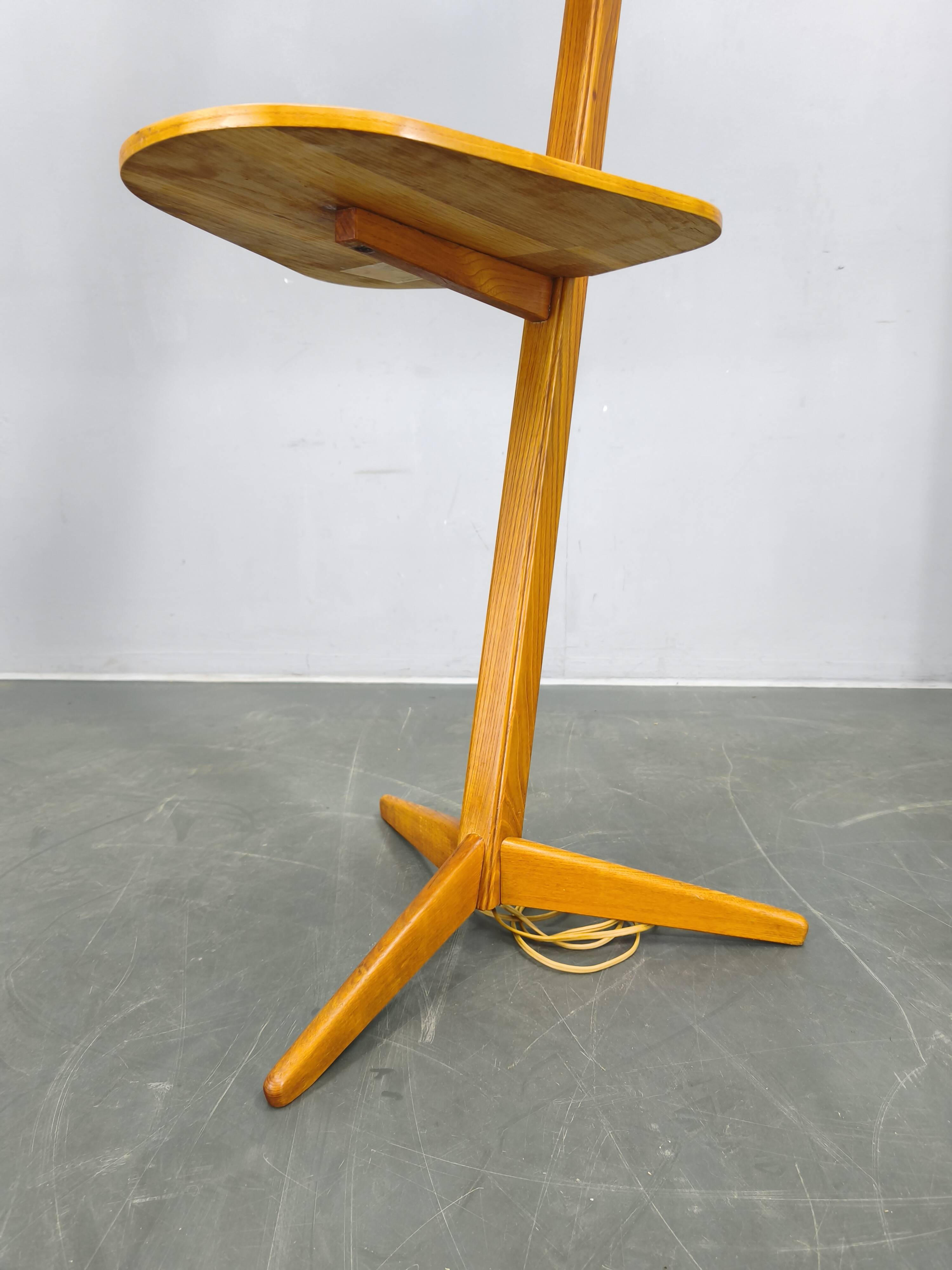 Mid-Century Floor Lamp with Rattan Shade, Czechoslovakia, 1960s